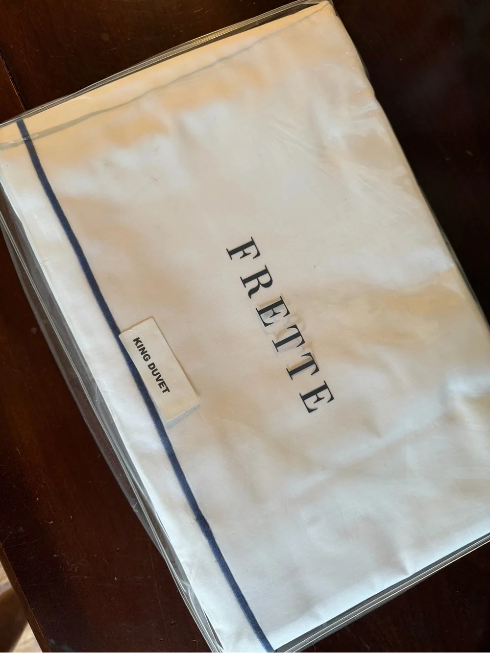 Frette One Bourdon King Duvet Cover White/ Navy